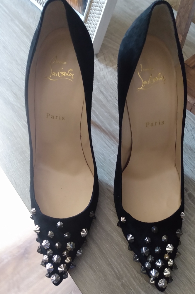 Authentic Christian Louboutin Black Suade Pumps